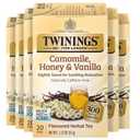 Twinings Camomile, Honey & Vanilla Herbal Tea Individually Wrapped Bags, 20 Count (Pack of 6), Naturally Caffeine-Free, Enjoy Hot or Iced, 120 Teabags, Mar/15/2028