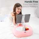 Tablet Pillow Stand, Adjustable Kindle Holder with 2 Snack Bowls, 360 Adjustable iPad Stand for Bed with 4.7''-13'' iPad, Kindle, Phone, Gift for Reading Accessories on Bed, Sofa, Pink
