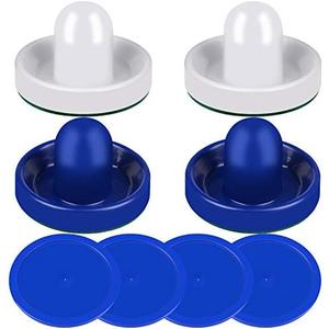 ONE250 Air Hockey Pushers and Red Air Hockey Pucks, Goal Handles Paddles Replacement Accessories for Game Tables (4 Striker, 4 Puck Pack)