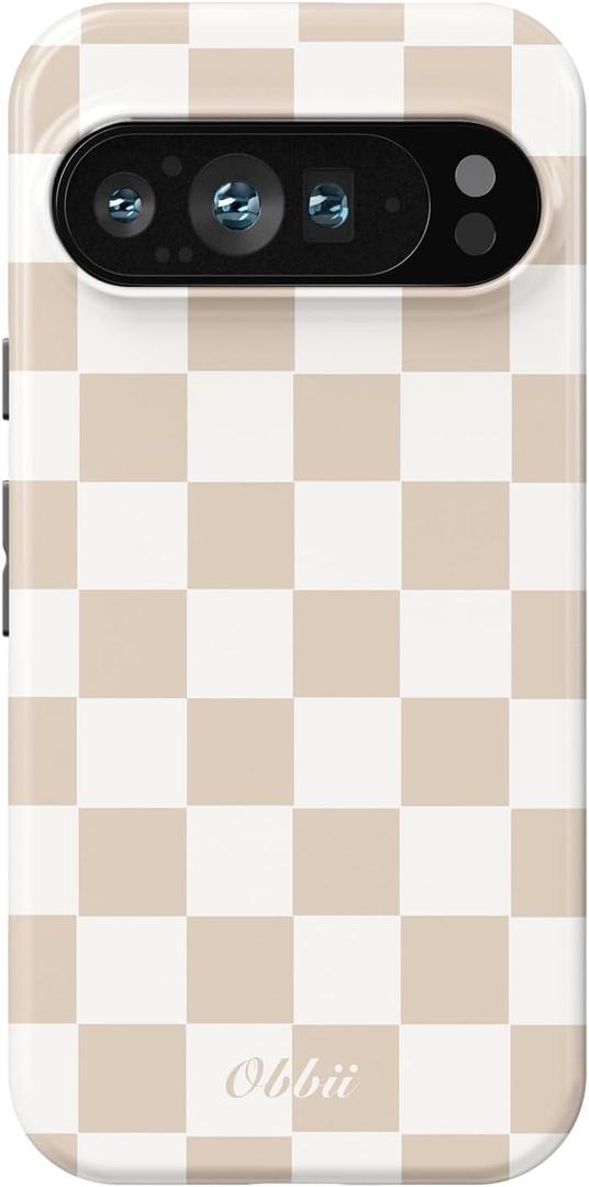 Compatible with Google Pixel 9 Pro XL Case, 2 in 1 Slim Heavy Duty Protection Hybrid Hard PC Soft Silicone Rugged Bumper Antiscratch Protective Case 6.8 inch (Checkerboard)