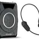 Bluetooth 5.0 Voice Amplifier with Wireless Mic Headset, Waterproof Personal Microphone Wireless Voice Amplifier, 20W Loudly Portable Megaphone PA System for Teachers, Safety Drills, Outdoors Indoors (Black)