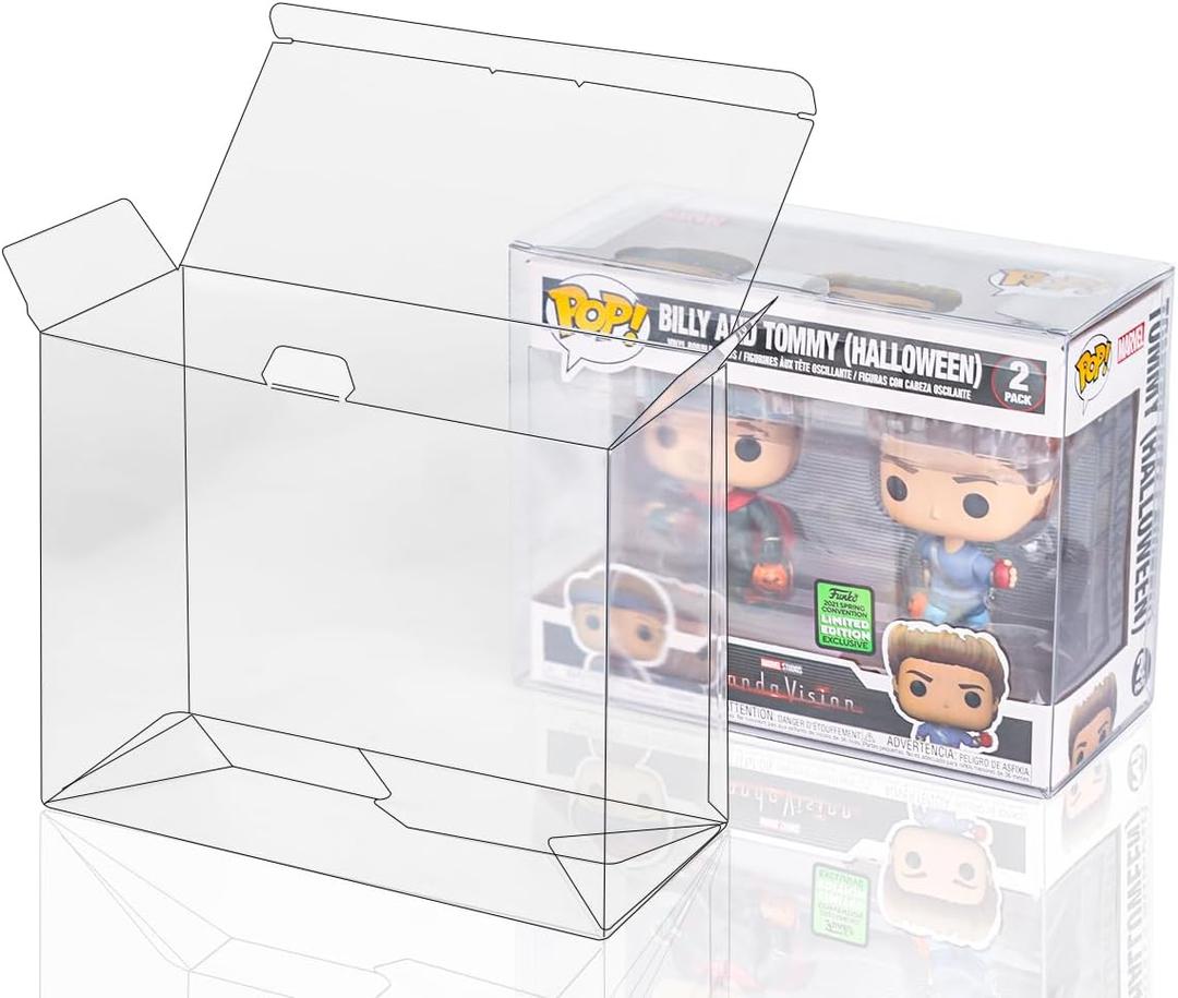 Baskiss 8 Pack Protector Case for Funko Pop 2-Pack, 0.55mm Thick No Protective Film Peeling Clear Figure Display Storage Box with Locking Tab, Scratch-Resistant, Waterproof Dustproof (8)
