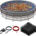28' Round Heavy Duty Pool Leaf Net Cover, Durable Reinforced Mesh Pool Cover for Leaves & Debris, Tear-Resistant Above Ground Pool Net with Secure Fit, Leaf Protection