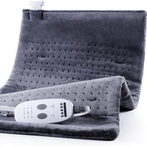 SAROO Heating Pad for Back Pain Relief,Massaging Weighted Heating Pads for Neck, Shoulder,Cramp,Portable Heated Pad with 3 Heat Settings & 6 Massage,18 Relaxing Combinations,Auto Off,12"*24",Dark Grey