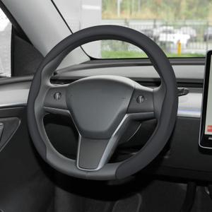 frani Nappa Leather Steering Wheel Cover, Universal 15 Inch Premium Non-Slip Steering Wheel Cover Gray