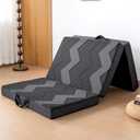 INGEROOM Foldable Mattress Single - Memory Foam 4 inch Trifold Mattress for Camping, with Portable Handle, Non-Slip Folding Floor Bed Sofa for Guest Travel Yoga, Washable Breathable Cover, Black 75"L x 25"W x 4"Th