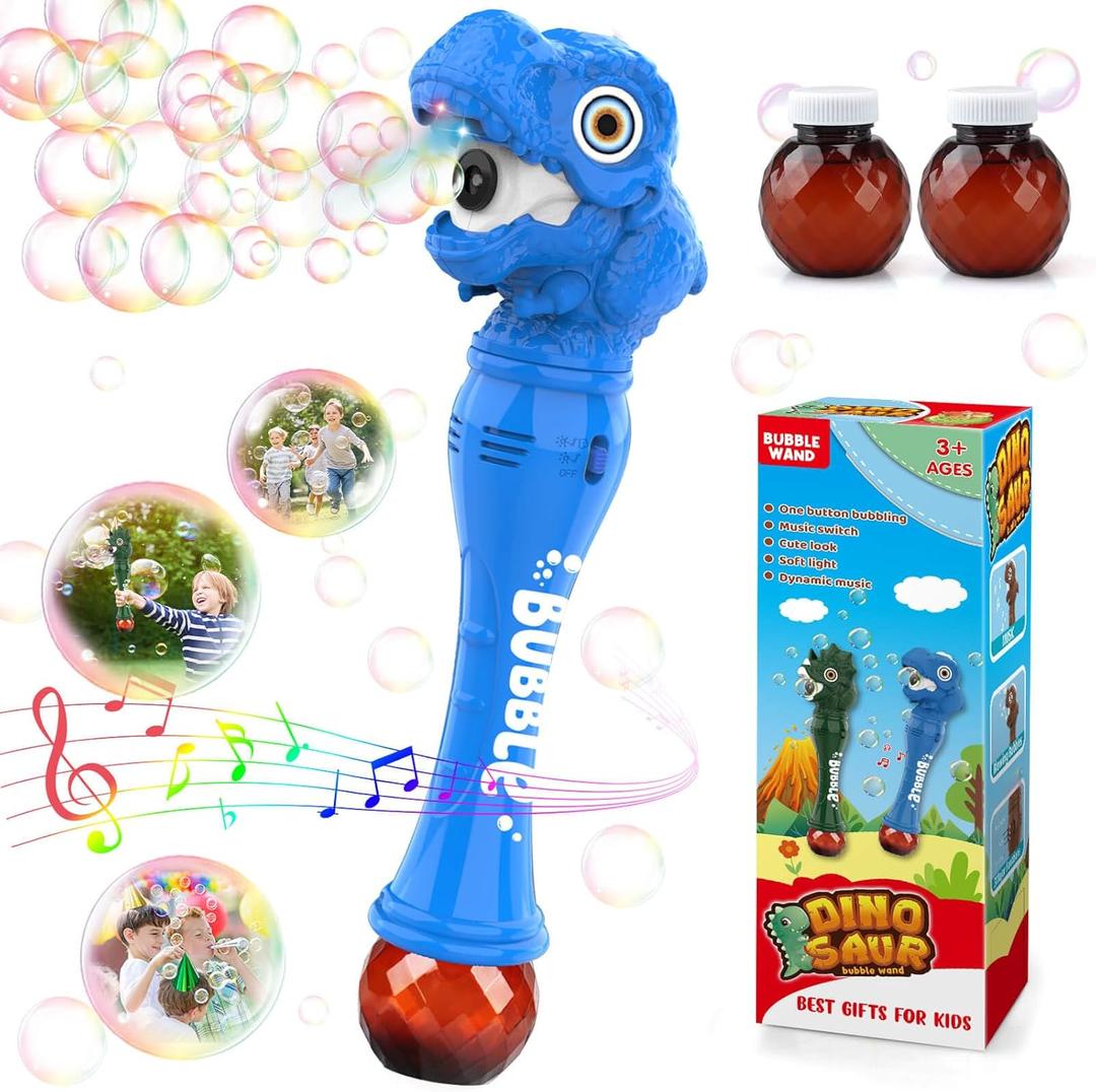 Bubble Wand Toys for 3 4 5 6 7 8 Years Old Boys: Bubbles Machine Bubble Blower for Toddlers 1-3 Outdoor Toys for Toddlers Age 1-3 Dinosaur Toy for Kids 3-5 Gift for 3-8 Years Old Boys, Blue