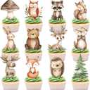 48pcs Woodland Cupcake Toppers for Woodland Baby Shower Decorations Forest Animal Cupcake Decorations Birthday Party Decorations