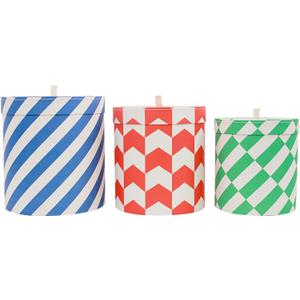 3-Piece Decorative Storage Boxes with Lids,Geometric Pattern, Blue White Orange Green, Cardboard Keepsake Box Set, Wool Storage, Home Decor, Modern Decoration Organizer, Toy Bin