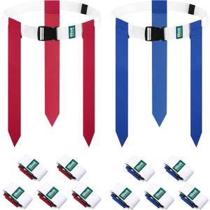 Flag Football Belts, White Flag Football Sets with 3 Flags for Youth, Kids and Adults Team Sports Training Games (Red and Blue)
