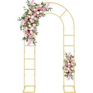 U-Shaped Metal Arched Flower Rack Perfect for Wedding Decorations and Celebrations 7.2 x 4.2 FT Wedding Arch Frame for Birthdays, Parties, and More (Gold)