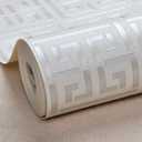 17.7"x236.0"Greek Key Peel and Stick Wallpaper Modern Classic Geometric Trellis Self Adhesive Wallpaper Silver/White Textured Vinyl Contact Paper Washable