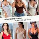 FeelinGirl Shapewear Bodysuits for Women Tummy Control Body Suits Deep V Neck Thong Body Shaper, Black, Large