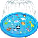 Non-Slip Splash Pad for Kids, Thickened 60-Inch Sprinkler Pool  Fun Outdoor Water Play Mat for Toddlers, Children, and Dogs  Safe Summer Backyard Fountain Toy (Blue)