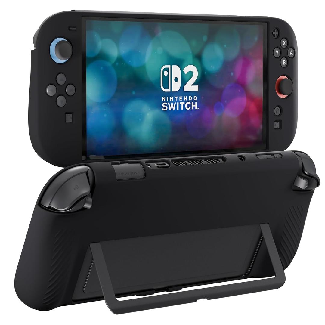 DaierTek Silicone Case for Switch 2(2025) Black Soft Rubber Cover Protector Anti-Scratch Grip Design for Switch2 and Joy-con Anti-Scratch Anti-Slip