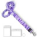 Lanyardio Stretchy Scrunchie Lanyard for ID Badges Keys, Cute Teacher Lanyard for Women with 2 Card Holders 19.6 Inch (Purple)