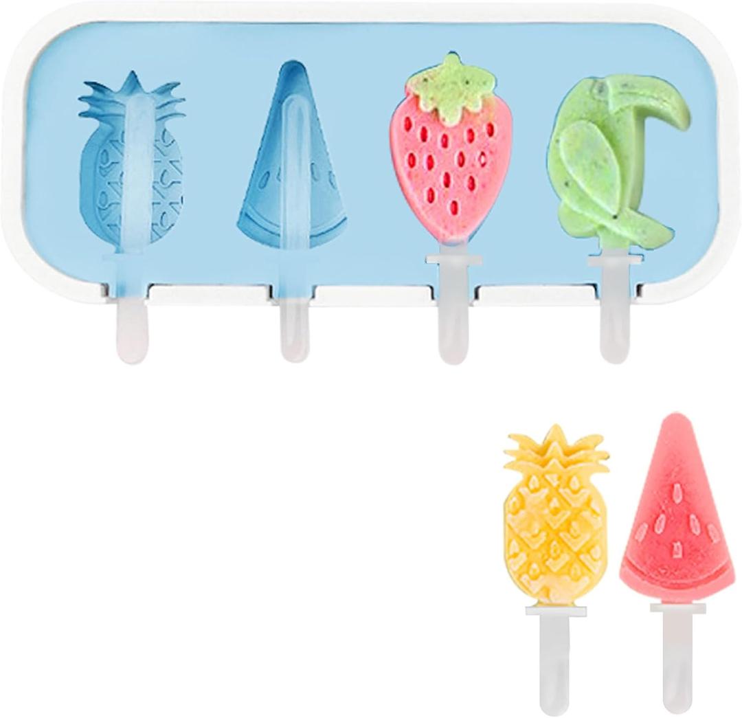 2 Pcs Silicone Popsicle MoldsIce Pop MoldPopsicles Molds for DIY Ice Cream Popsicles (blue-A)