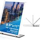 Adjustable Acrylic Sign Holder 8.5"x11", Magnetic Code Sign Menu Stand with Stable Base, Double-Sided Clear Table Paper Display Holder For Office, 8.5"x11" Plastic Stand Up Frames For Store