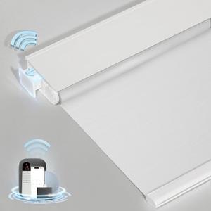Smart Motorized Blinds with Remote, Cordless No-Drill Automatic Roller Shades, Blackout Electric Blind for Windows, White, 35.5 x 72