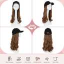 SEGO Hat Wig, Hat with Hair Attached for Women Black Baseball Cap with Hair Extensions, Long Wavy Baseball Cap Wig Adjustable Hats for Daily Party -16 Inch #12 Light Brown
