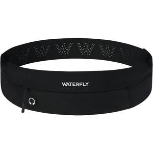 WATERFLY Running Belt Fanny Pack: Slim Waist Bag for Men Women, Workout Fitness Phone Holder for Exercise Marathon Jogging-Black