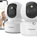 BoyKeep 2K Pet Camera, Indoor Security Camera, 5G/2.4GHz WiFi Cameras for Baby Dog with Phone App, 360 Pan & Tilt, 2-Way Audio, Color Night Vision, New Version w/Cloud Storage (White-2 Pack)