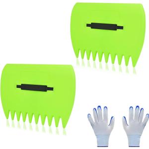 Leaf Scoops Hand Rakes, Leaf Scoops and Claws with Gloves, Lightweight Plastic Leaf Scoop, Large Leaf Grabbers for Picking Up Leaves, Clippings, Grass(1 Set, Green)