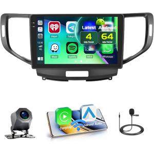 4+64GB Android 15 Car Stereo for Acura TSX 2009-2014, Honda Spirior 2009-2013, Honda Accord 2008-2012 Wireless Carplay Android Auto, 9 Inch Incell Touch Screen Car Stereo GPS, Backup Camera