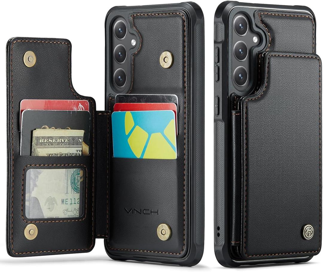 Vinich for Samsung Galaxy S24 Plus Wallet Case with Card Holder, RFID Blocking Credit Slots Kickstand Shockproof Phone Cover Fit for Galaxy S24 Plus 6.7" Black