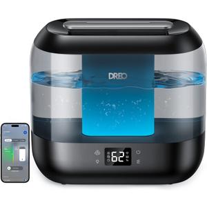 Dreo Smart Humidifiers for Bedroom, Top Fill 4L Supersized Humidifier Large Room with 28 dB, 36H Runtime, Touch/APP/Voice Control, Nightlight, Cool Mist Humidifiers for Baby, Plants, Indoor, Black