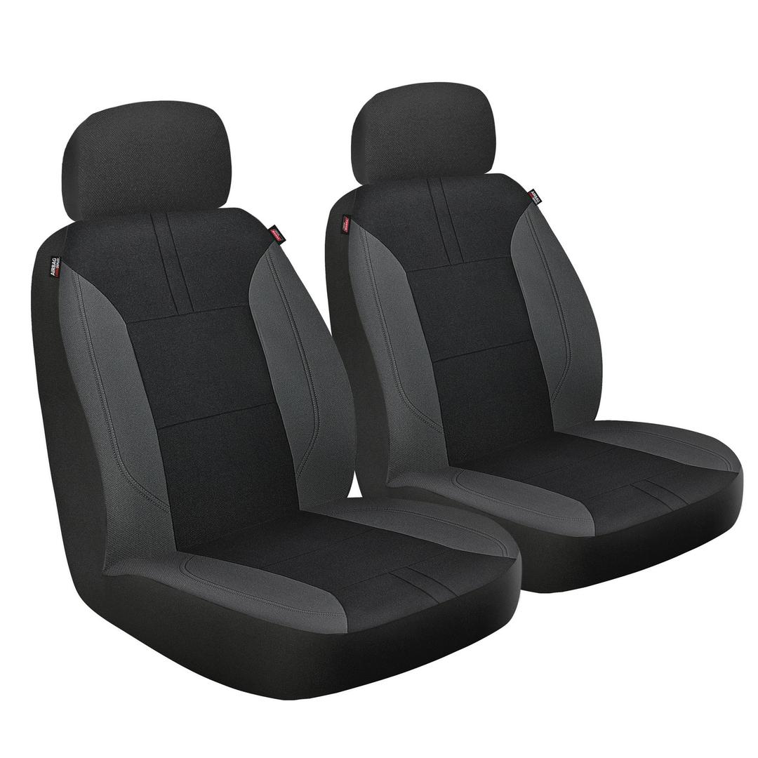 Genuine Dickies 2 Piece Repreve Universal Front Car Seat Covers - Black and Gray