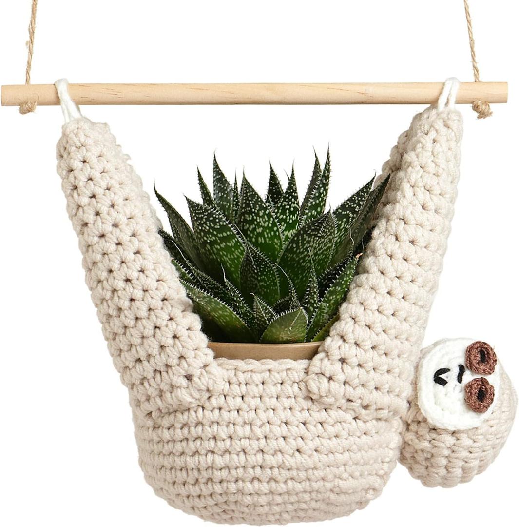 Evbopa Sloth Gifts Sloth Plant Hanger for Succulent Pot Hanging Planter for Plant Lovers Home Decor Planter Macrame Plant Hanger | 5 Inch Plant Holder (1 Pack)