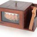 3 in 1 Coffee Filter Holder, Coffee Filters Storge Organizer with Lid for Home Kitchen Barista (Brown)