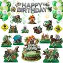 Dinosaur Birthday Decorations Dino World Party Decorations Tableware Set Include Dinosaur Balloons, Cake Topper, Hanging Swirls, Honeycomb, Banner Dino Party Supplies for Boys Kids Birthday Decor