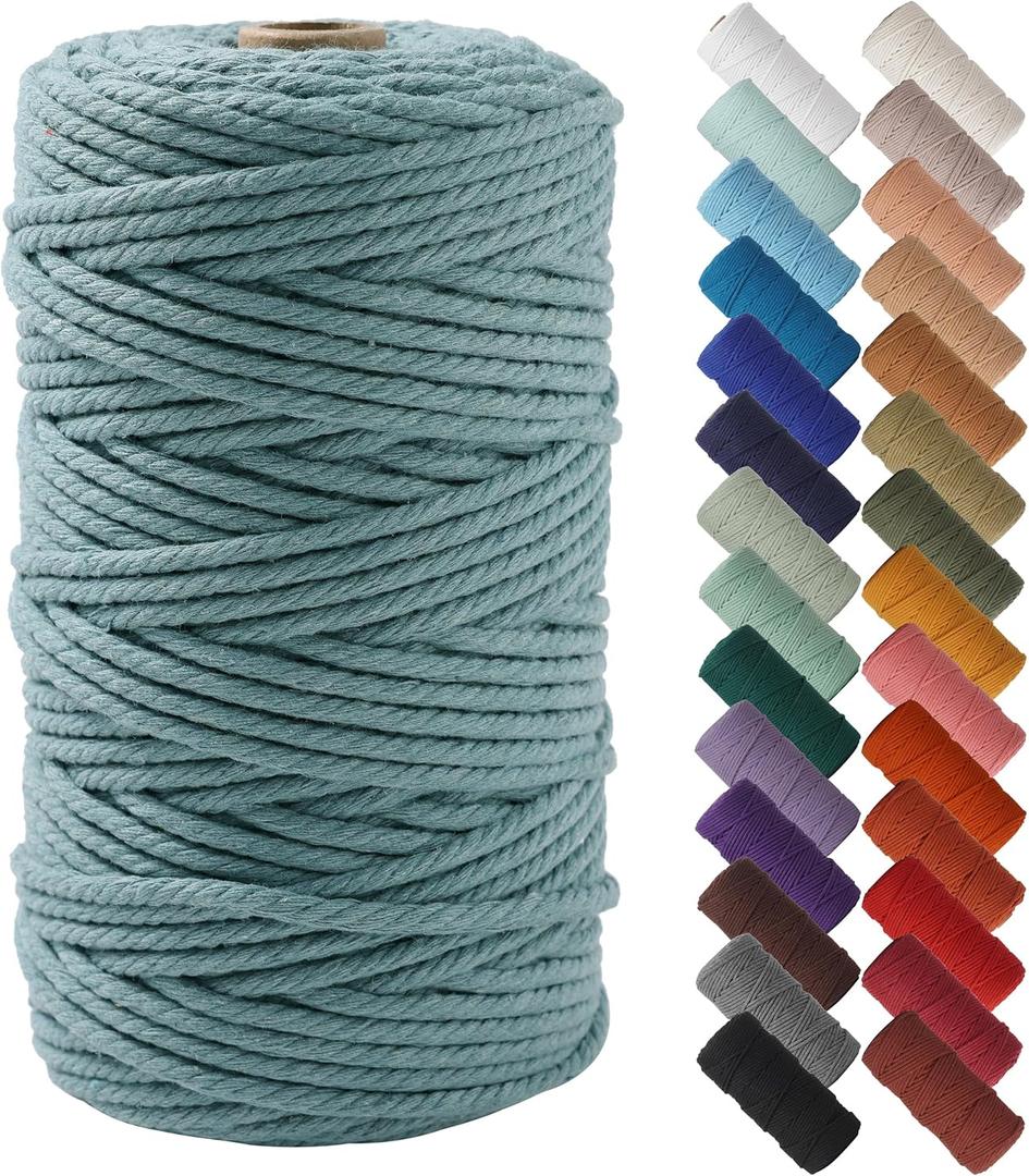 NOANTA Eucalyptus Macrame Cord 4mm x 109yards, Colored Macrame Rope Cotton Rope Macrame Yarn, Colorful Cotton Craft Cord for Wall Hanging, Plant Hangers, Crafts, Knitting
