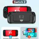i-Blason for Nintendo Switch 2 Case 2025, Durable Slim Matte Clear Anti-Fingerprint Protective Hard Case with Dockable Comfortable TPU Grip Compatible with Controller & Docking Station - Black