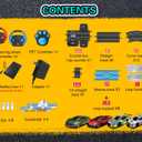AGM MASTECH 18.7ft Slot Car Race Track Set,4 Official Licensed Light-Up Cars, Steering Wheel&Paw Controllers, Adjustable Speed, 4 Flashing Loop Tracks, Dual Power Modes, for Kids 8+, Family Racing Fun
