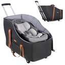 Infant Car Seat Travel Bag with Wheels Fits Chicco KeyFit 35, Doona Car Seat Stroller Base, Nuna Pipa, Padded Car Seat Bags for Airplane, Gate Check Bag, Removable Cover for Air Travel,Black-L