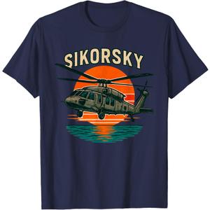 UH-60 Sikorsky Blackhawk Helicopter Flying Army Pilot Gift T-Shirt. Size L