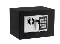 MLJ 0.23 Cu ft Safe,Small Safe Box for with Code and Keys,Mini Home Safes for Money,with Digital Electronic Security Keypad Lock Box for Personal Items for Home Office Hotel(Black)