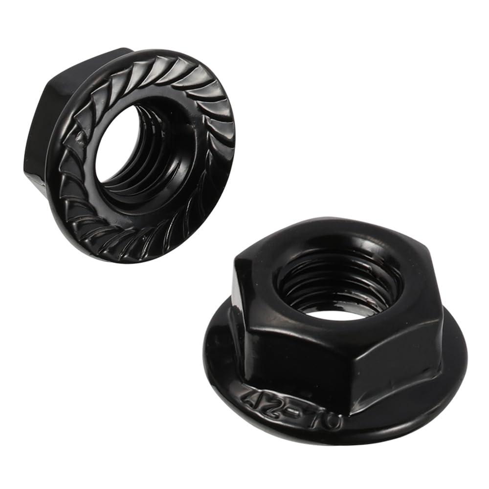 M12-1.75 Serrated Flange Hex Nuts Flanged Locknuts, 304 Stainless Steel 18-8, Black Finish, 10 PCS