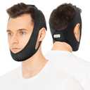 Anti Snore Chin Strap for CPAP Users, Snore Stopper with Adjustable Velcro, Chin Strap for Sleeping Comfortable Stop Snoring Solution, Anti Snoring Devices Breathable and Reusable, Black, M