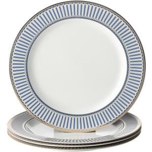 CwlwGO-10 Inch Bone China Salad Plates Sets of 4 Modern Elegant Round Dishes Dessert Plate Set Dinnerware Dish Serving Plates for Kitchen,Not Suitable for Microwave