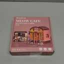 3D Book Nook DIY Kit with Batteries Light Glue Cat Cafe Theme Wooden Building Toy House for LED Magic Book Nook Lover Bookend Bookshelf DIY Miniature Gift for Adults