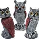 3-Pack Owl for Bird Deterrent - Weatherproof Bird Repellent Devices for Outdoor Use - Plastic Owls to Scare Birds Away and Control Garden Pests