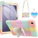 WESADN for Galaxy Tab A9 Plus Case 11 Inch 2023 with Screen Protector/Butterfly Kickstand/Lanyard/Keychain/Pencil Holder Kids Heavy Duty Shockproof Rugged Cover for Samsung Tablet A9+ 11" Rose Gold