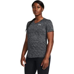 Under Armour Women's Tech Twist Short Sleeve V Neck (Large, (001) Black / / White)