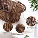 Barydat Small Wicker Basket with Handle Flower Girl Baskets Oval Willow Woven Braided Gift Basket for Weddings Picnic Baby Shower Home Garden Decor(6 Pcs,Brown,9" x 7" x 4")