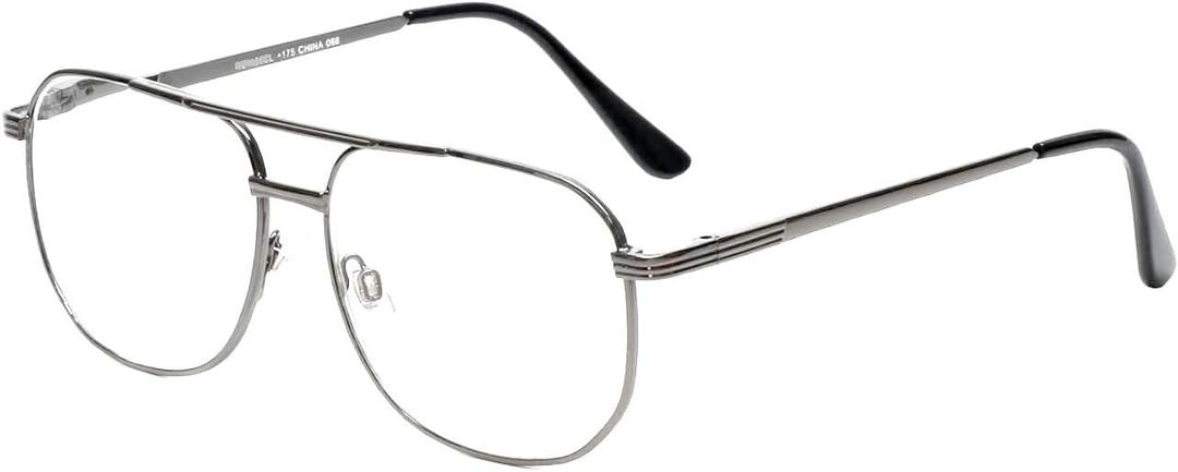 The Intellectual Metal Clear Bifocal Aviator Reader, Cheaters Reading Glasses, Men Women (Gunmetal, 2.5, x)