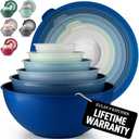 Kitchen 12 Piece Plastic Mixing Bowls with Leak-Proof Lids Set - Microwave and Freezer Safe Kitchen Mixing Bowls for Preparing, Serving and Storing - Large Nesting Bowls (Blue Ombre)